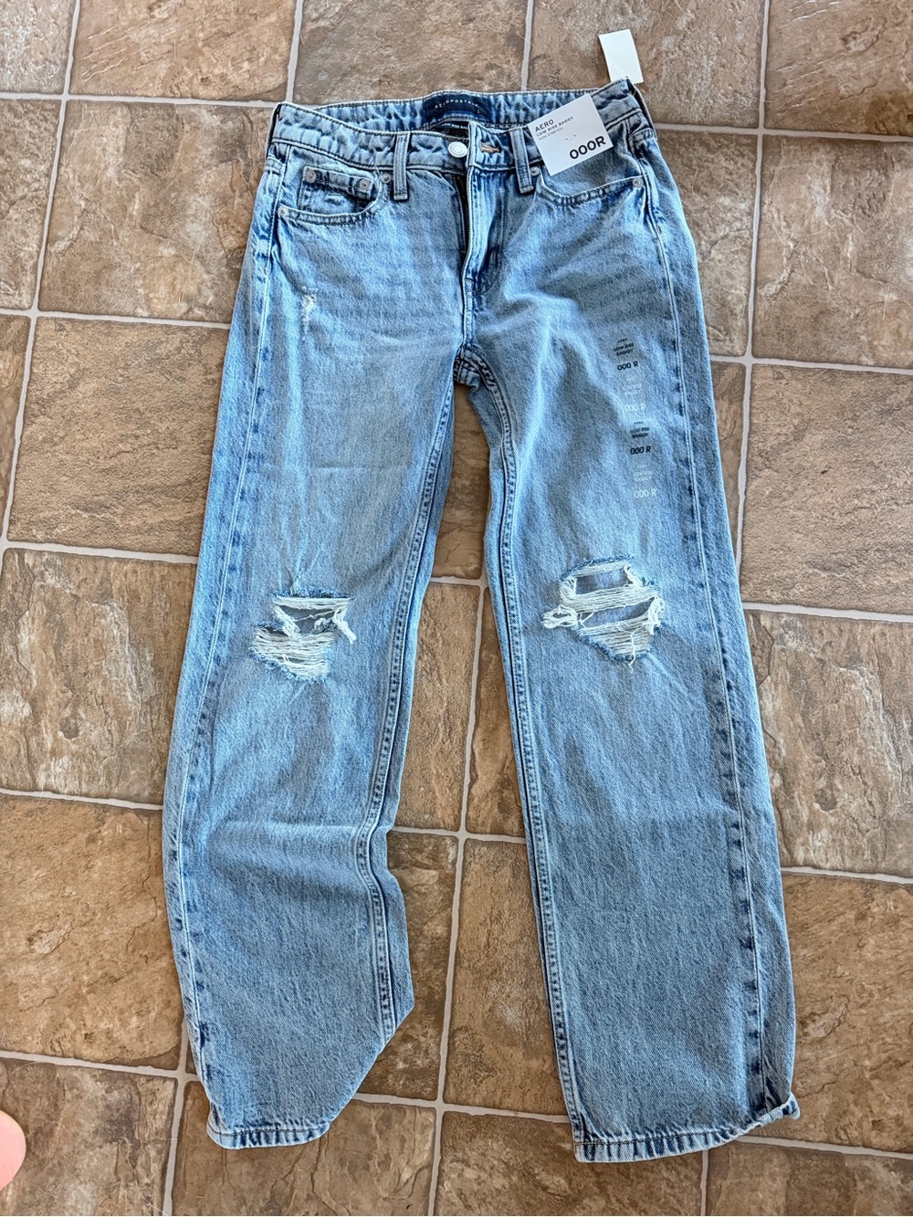 Aeropostale Light Blue Distressed Wide Leg Jeans